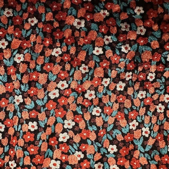 Zara Mod Floral Velvet Mini Dress Black Short Sleeve Size Medium - Picture 7 of 8